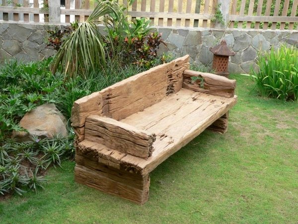 garden sleepers ideas reclaimed  DIY garden wooden bench