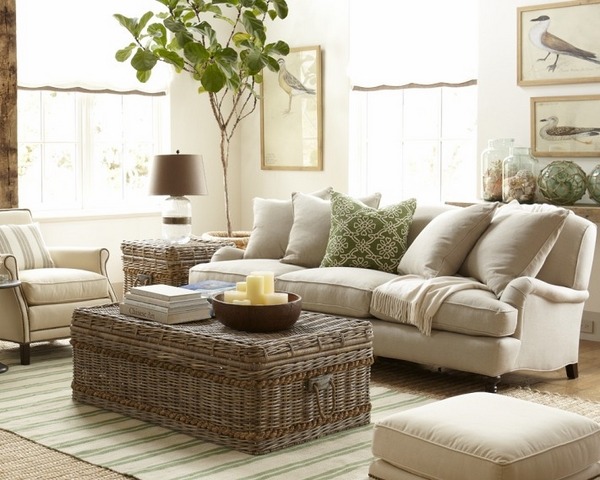 living room design neutral colors striped carpet 