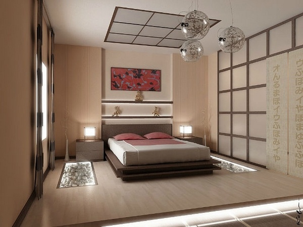 Japanese style bed design ideas in contemporary bedroom interiors