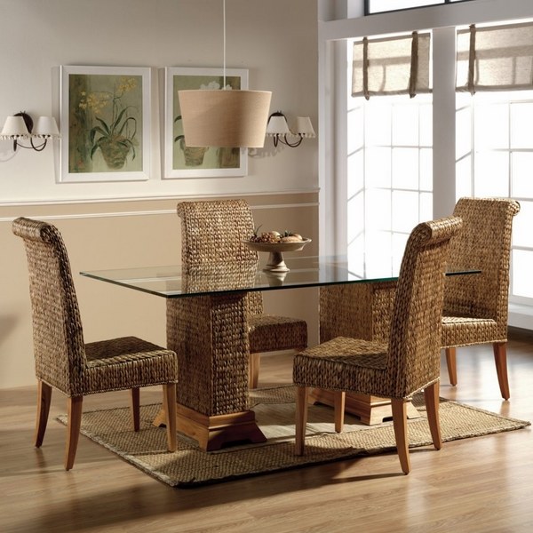 dining room decor seagrass chairs seagrass table glass top