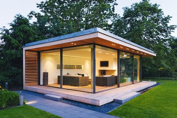 modern-garden-rooms-design-glass walls modern lighting 