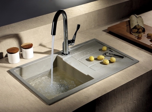 pros and cons of-granite-composite-sinks-kitchen-sink-ideas-modern-sink with drain board