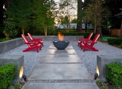 red-adirondack-chairs-firepit-contemporary-patio-design-ideas-pea-gravel