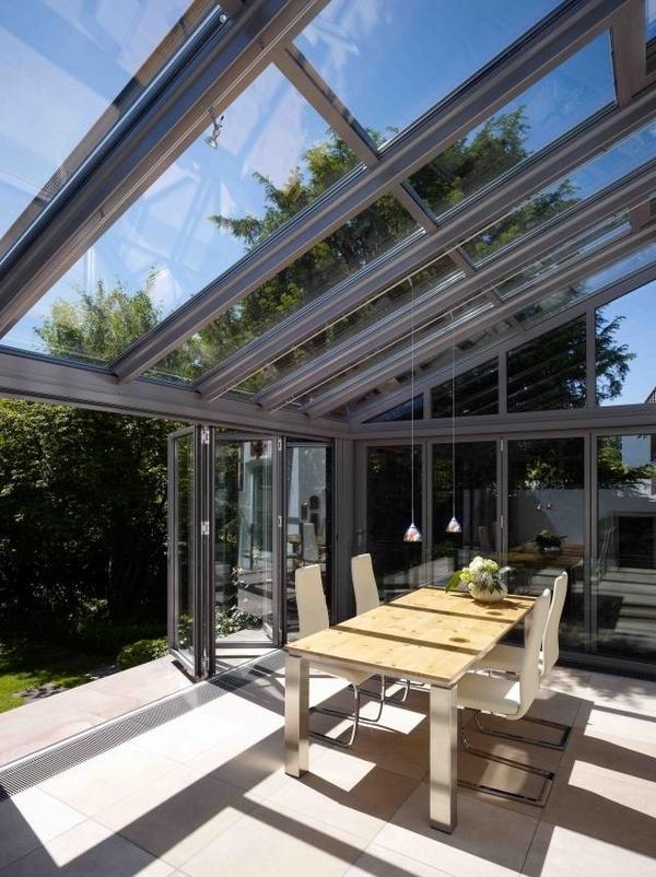 sunroom additions ideas folding glass doors glass roof 