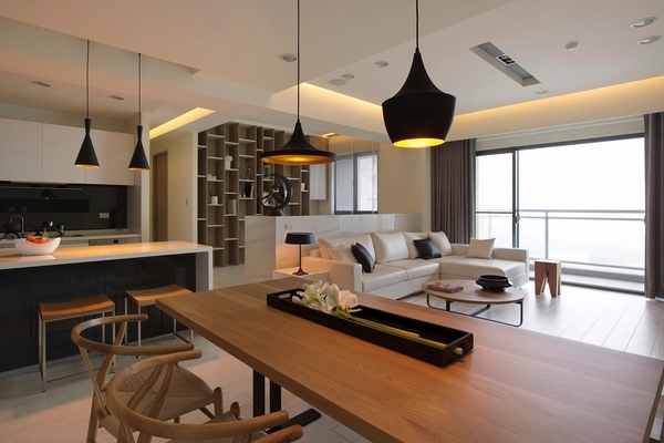 Black white-kitchen-diner-interior design modern home design