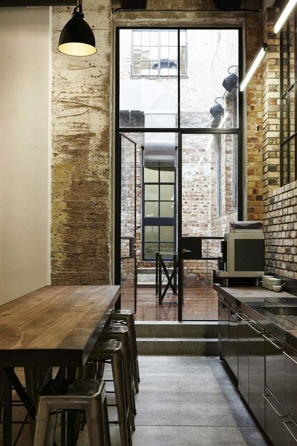 kitchen design black glass doors industrial style