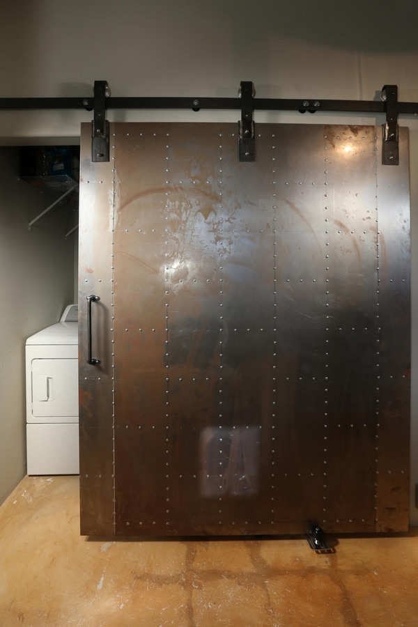 modern interior design industrial design style metal barn door