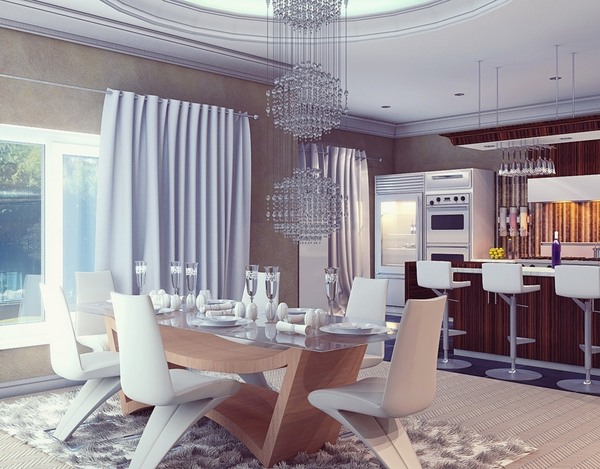 stylish-kitchen-diner-ideas-furniture awesome chandelier