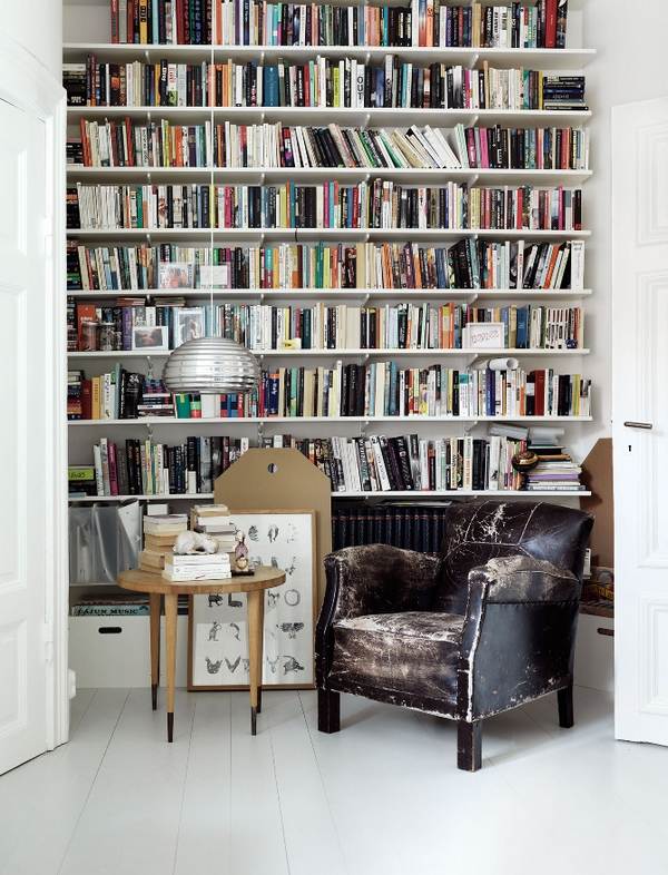Home library furniture ideas home library design wall bookshelves armchair side table 