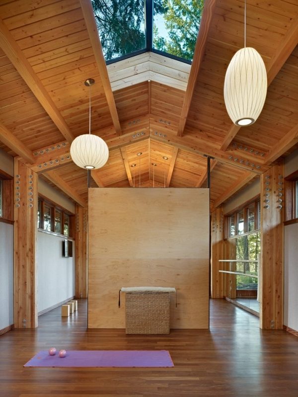 home studio design ideas wood flooring skylight