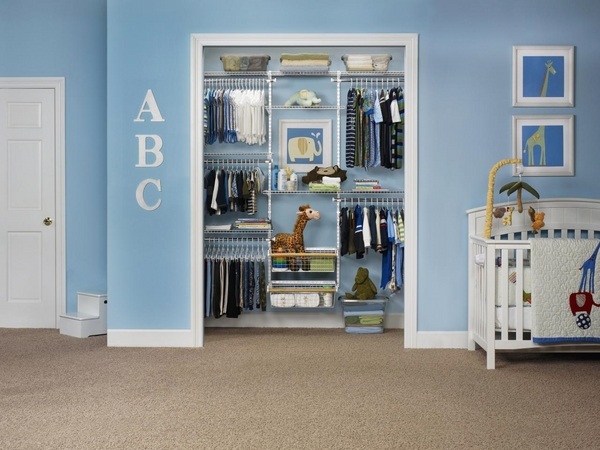 baby boy nursery room closet ideas organizers storage shelves