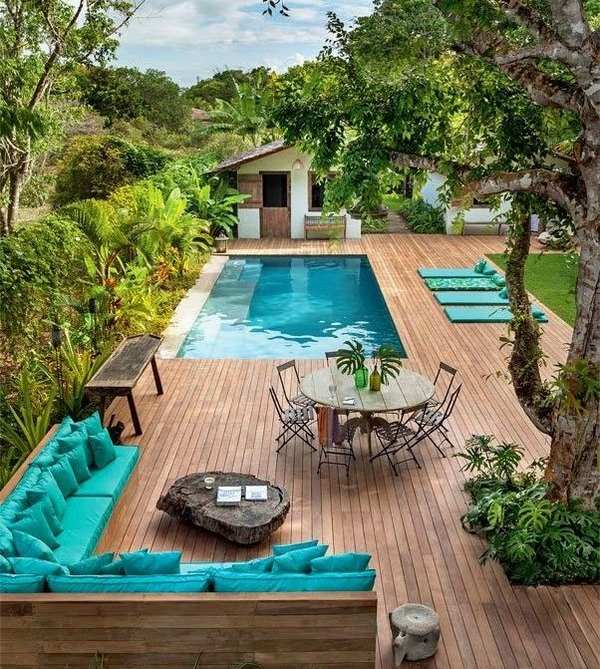 backyard swimmin pool deck ideas patio design wooden deck 
