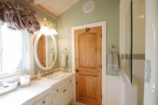 bathroom design ideas pine door white vanity cabinet 