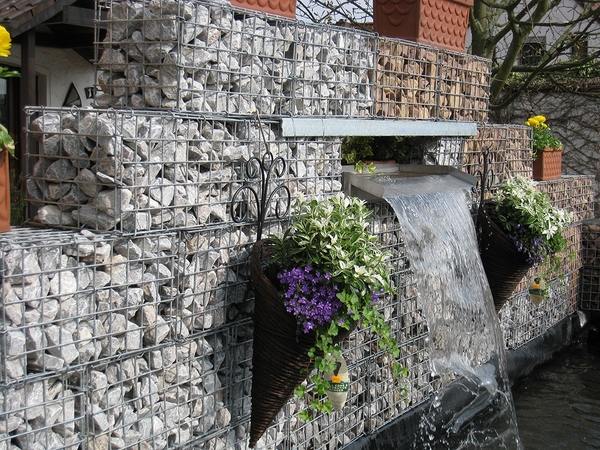   gabion wall garden water features waterfall