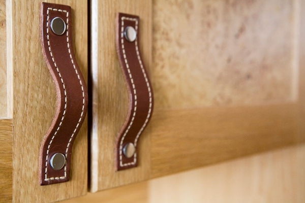 kitchen cabinets leather handles