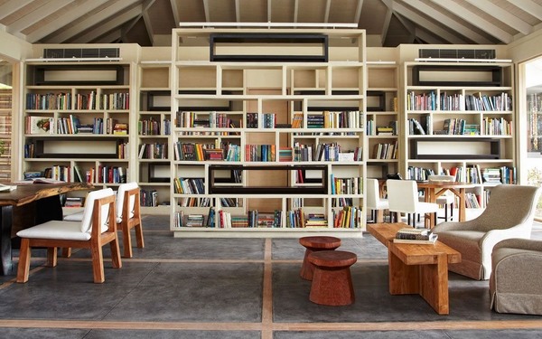ideas  design wall bookshelves armchairs 