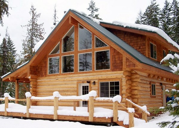 log cabin wood siding mountain house exterior decor 