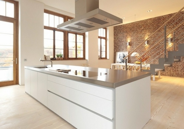modern white kitchen wood flooring