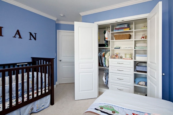 nursery room closet ideas storage shelves drawers 