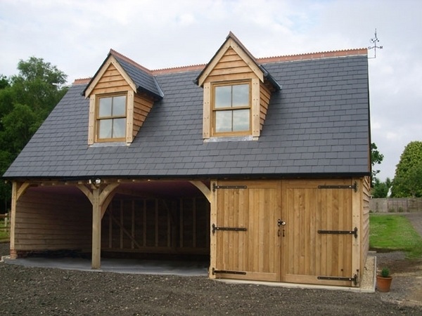 oak detached garage house exterior 