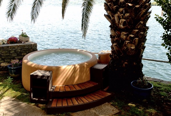 portable hot tubs partial surround garden ideas portable jacuzzi