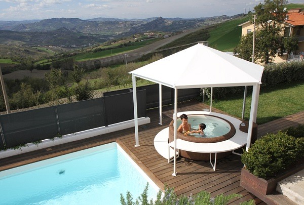 softub portable spa ideas garden pool with spa sunshade 