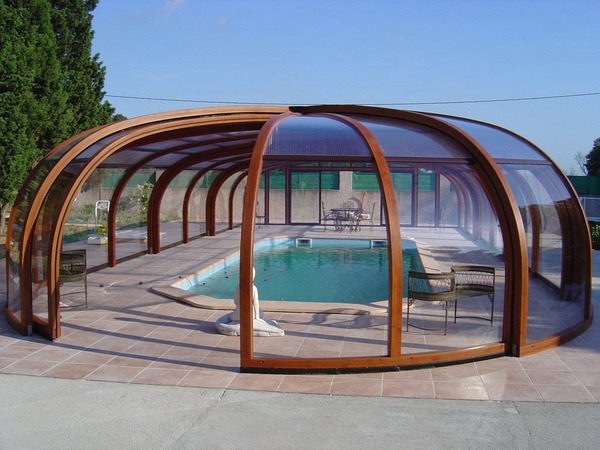 telescopic enclosure ideas garden swimming pool deck 