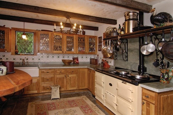 traditional country vintage stove ideas wood cabinets