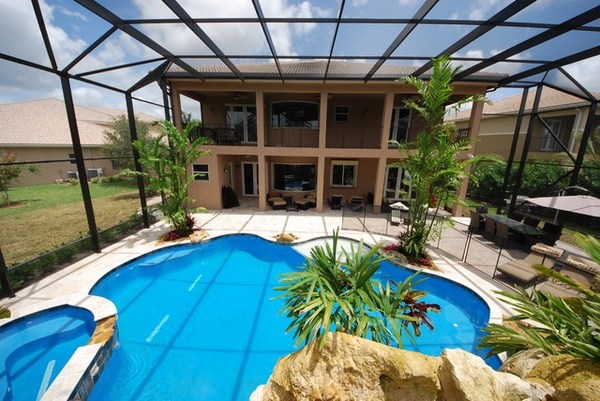 tropical pool garden landscape ideas palm trees 