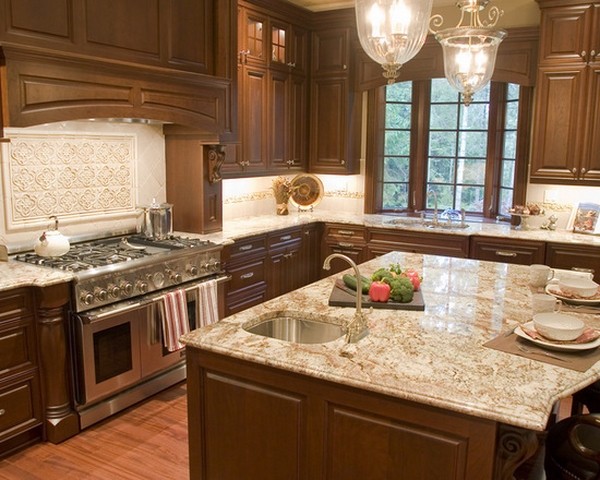 granite countertops wood cabinets 