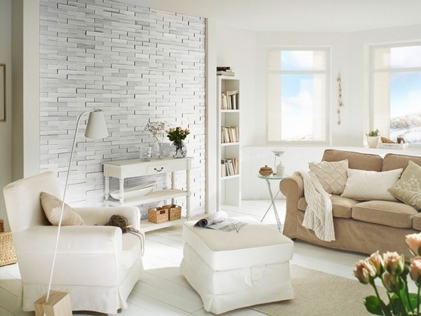 wall coverings stone living room design accent