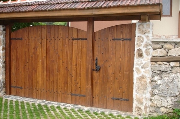wooden garage doors oak wood house exterior 