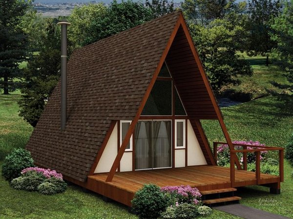 A frame house plans design ideas wooden deck 