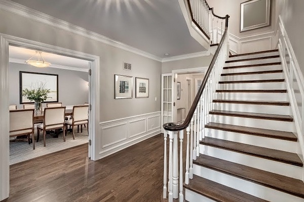 benjamin moore edgecomb wall color white trim interior staircase 