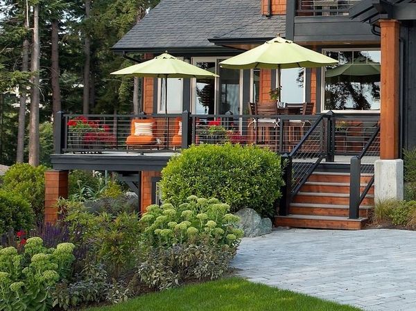 deck cable railings house exterior design ideas
