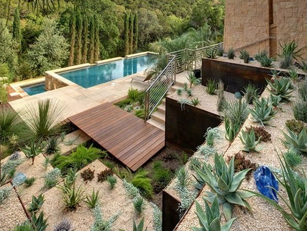 desert landscaping ideas garden pool retaining walls