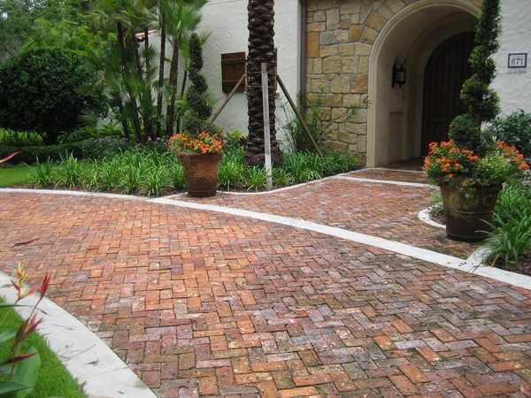 brick paving front yard design house exterior 