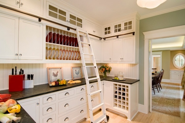 kitchen cabinets storage ideas sliding ladder