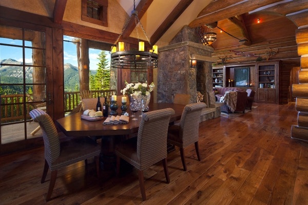 log cabin furniture ideas dining room wrought iron chandelier 