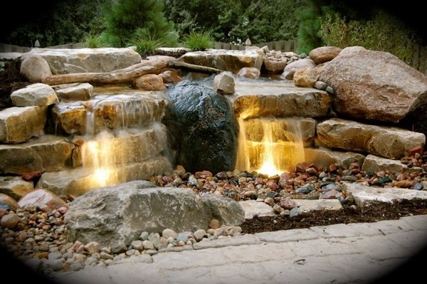 garden design ideas waterfall lighting