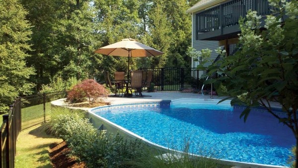 radiant pools semi oval pool above ground pool design ideas