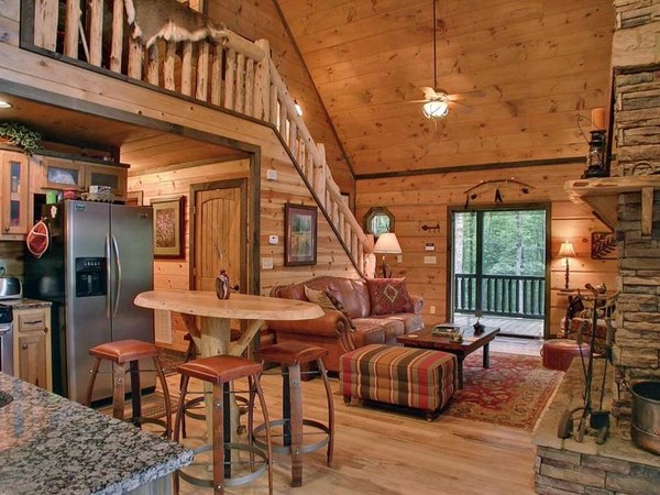 rustic cabin furniture ideas open plan living area kitchen