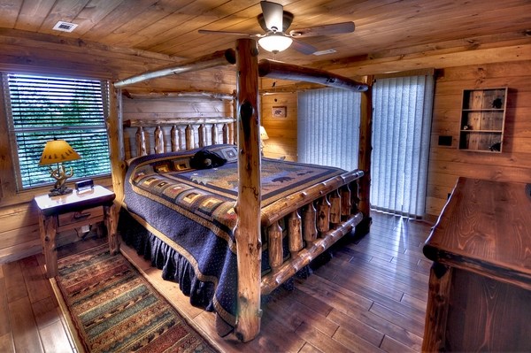 rustic cabin furniture ideas poster bed side tables rustic bedding
