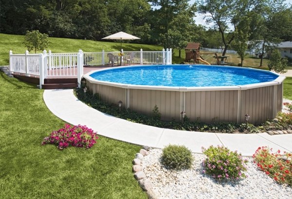 semi inground  garden pool ideas pool deck ideas garden decor