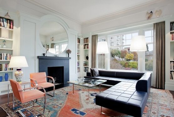 turkish-oushak-rug-stylish-living-room-furniture-leather-sofa