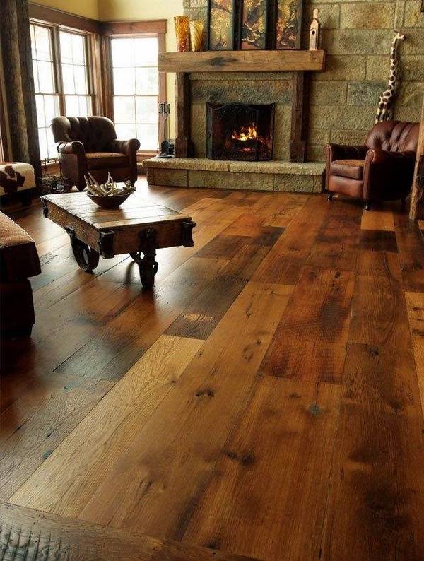 wide plank flooring ideas rustic living room design 
