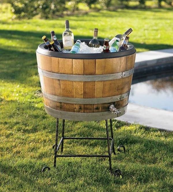 wine barrel chiller garden ideas