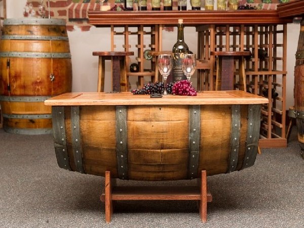  barrel table with storage wine cellar 