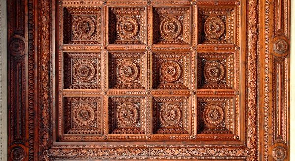 carved wood coffered ceiling 