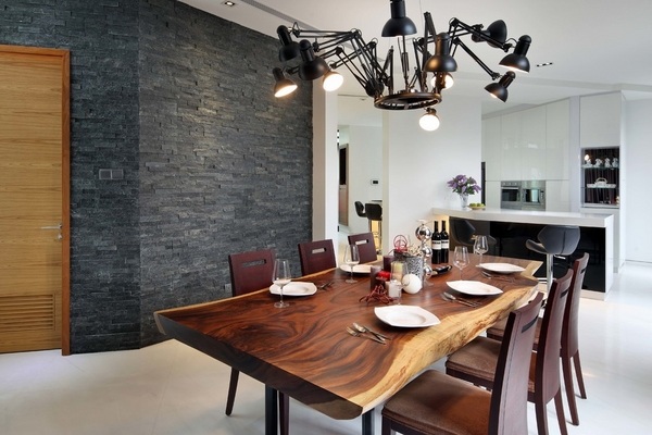 wood-slab-dining-table-designs-modern dining room decor